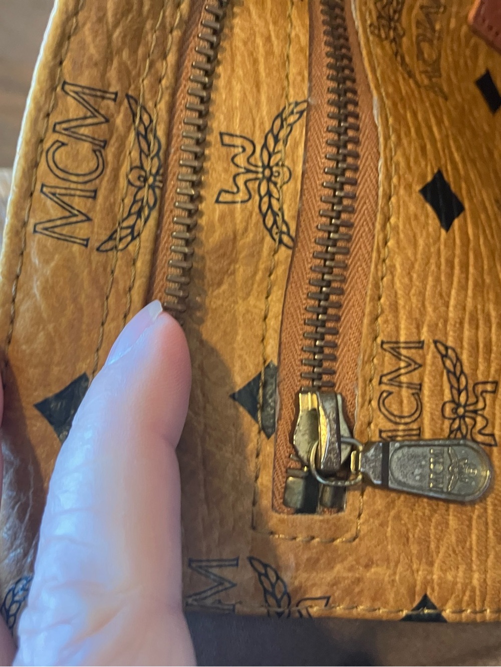 MCM Visetos Monogram Tote in Cognac and Black - Picture 14 of 16